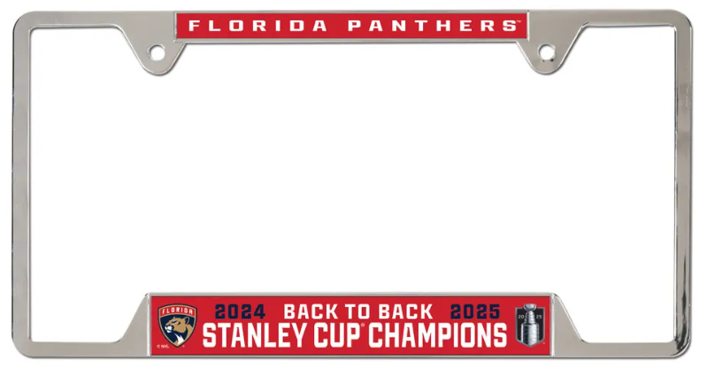 Florida Panthers 2025 Back to Back Champions Chrome License Frame