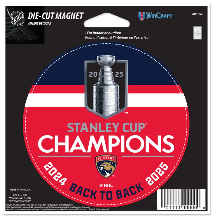 Florida Panthers 2025 Back to Back Champions Magnet - 4"