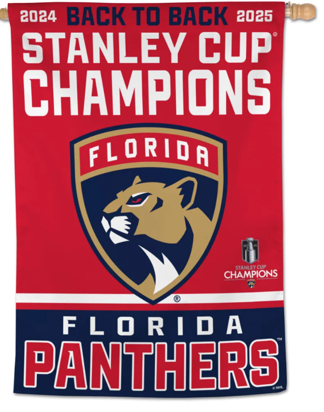 Florida Panthers 2025 Back to Back Champions Vertical Flag - 28" x 40"