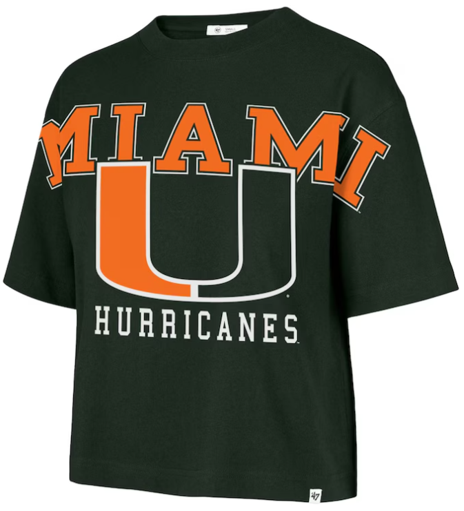 Miami Hurricanes '47 Brand Women's Outreach City Relaxed Cropped T-Shirt - Green