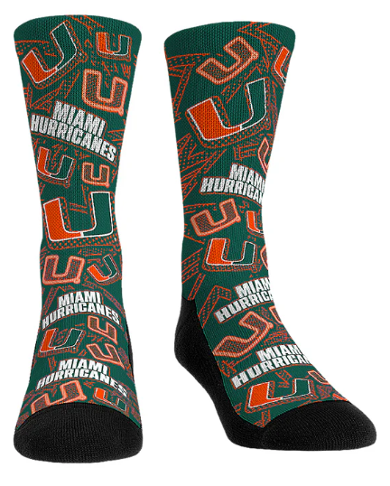 Miami Hurricanes Rock'em Microdot AOP Socks - Green