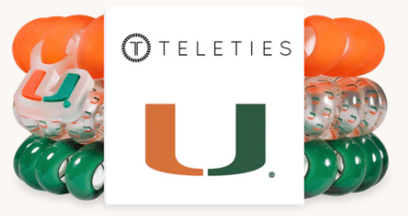 Miami Hurricanes Teleties Go Canes Large Hair Tie - 3 pk