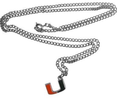 Miami Hurricanes Leaning Primary Logo Necklace