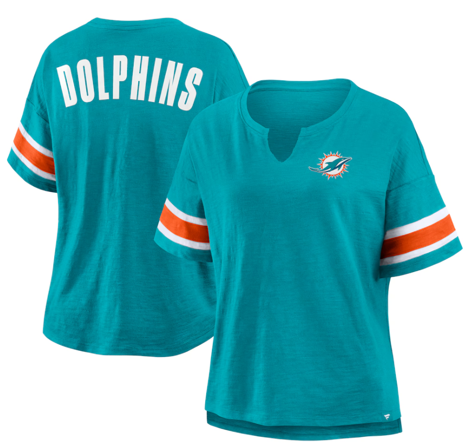 Miami Dolphins Fanatics Women's Redzone Curl Route T-Shirt - Aqua