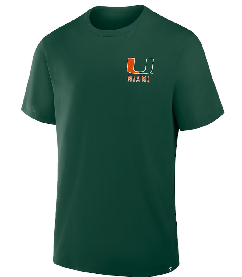 Miami Hurricanes Fanatics Earn Your Stripes T-Shirt - Green