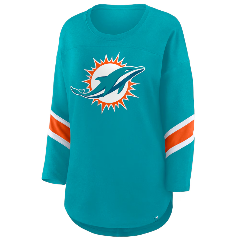 Miami Dolphins Fanatics Women's Redzone 3/4-Sleeve T-Shirt - Aqua