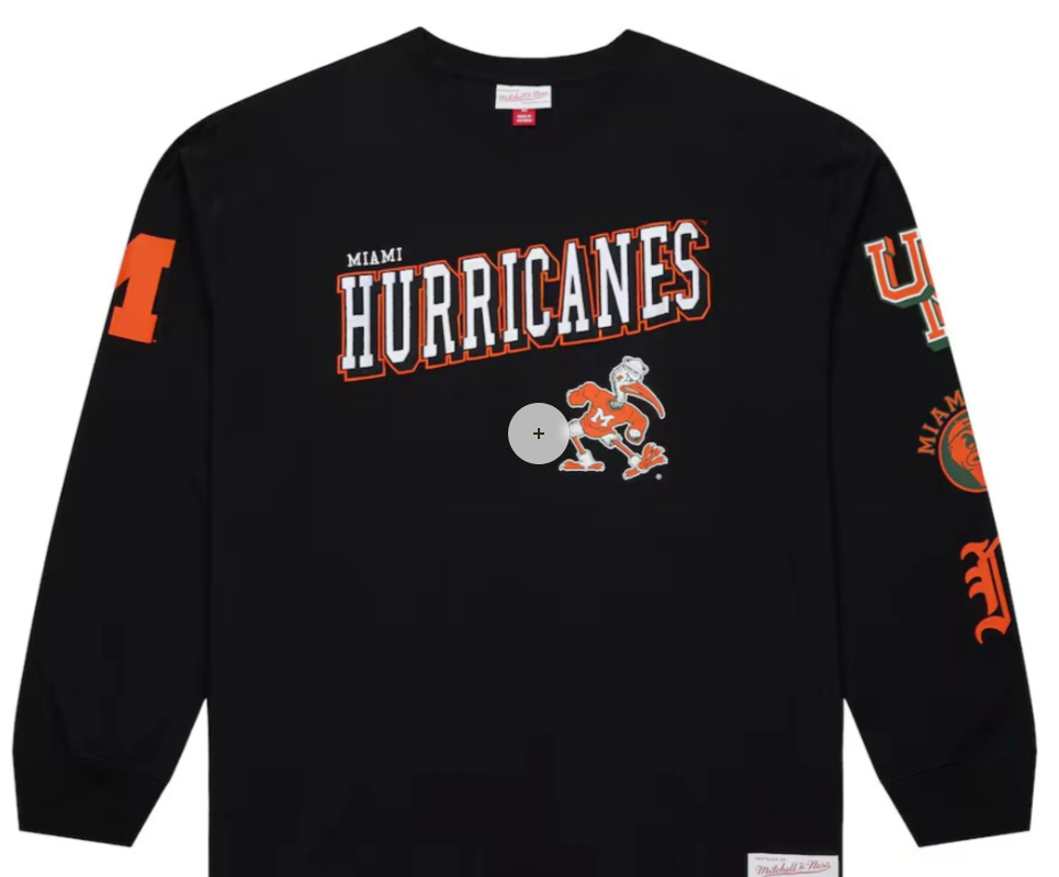 Miami Hurricanes Mitchell & Ness Training Camp Vintage L/S T-Shirt - Black