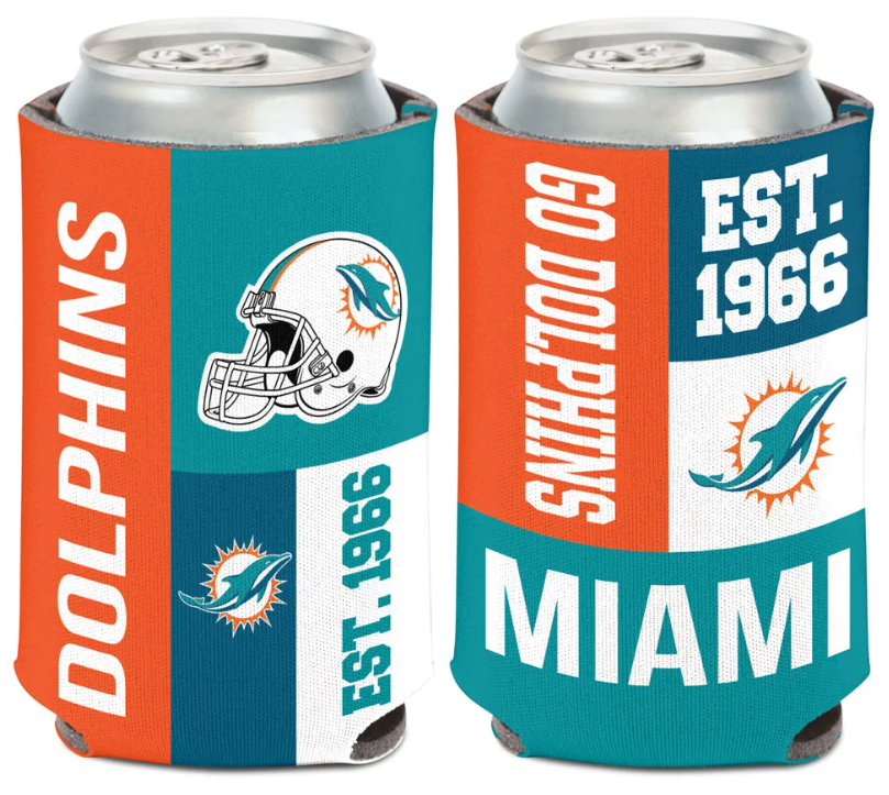 Miami Dolphins Color Block 2-Sided Can Koozie