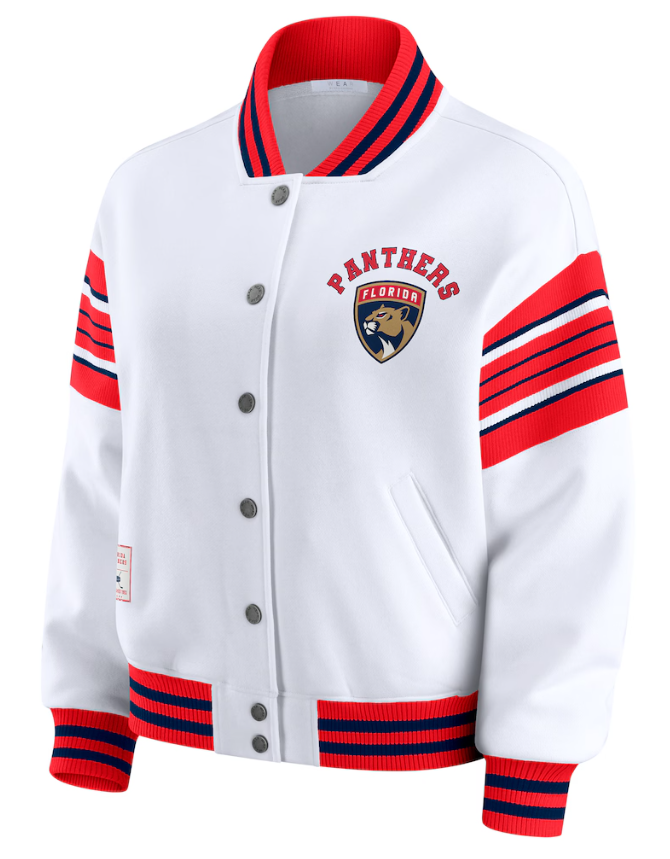 Florida Panthers WEAR by Erin Andrews Women's Full-Snap Fleece Sweatshirt Jacket - White/Red