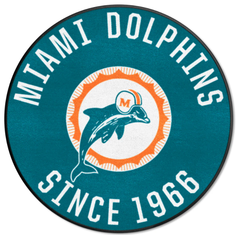 Miami Dolphins Vintage 1966 Logo Round Carpet Mat - 27" Diameter