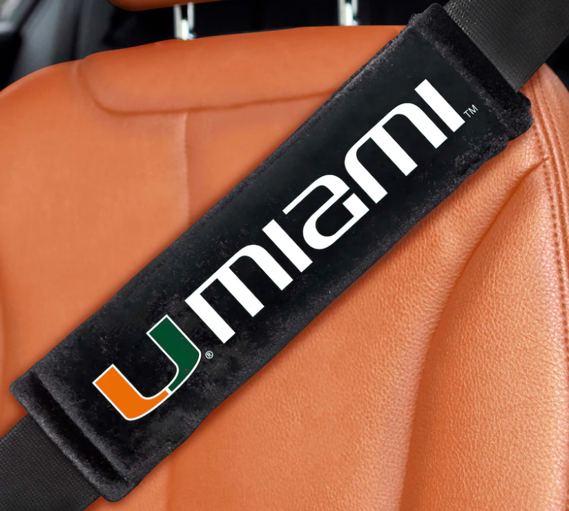 Miami Hurricanes Embroidered Rally Seatbelt Pad Covers - Black