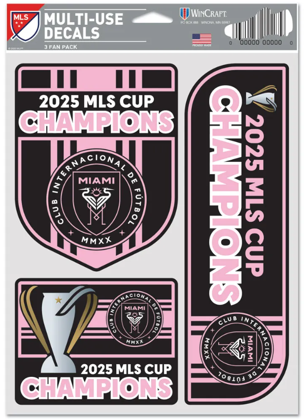 Inter Miami CF 2025 MLS Champs Multi-Use Decals - 3 pk.