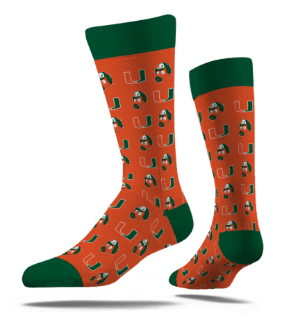 Miami Hurricanes Strideline Maniac Step & Repeat Business Knit Crew Socks - Orange