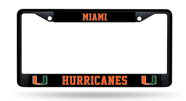 Miami Hurricanes Metal License Plate Frame - Black