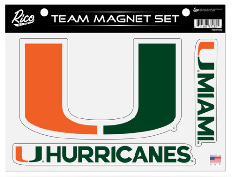 Miami Hurricanes Team Magnet Set - 3 Pk