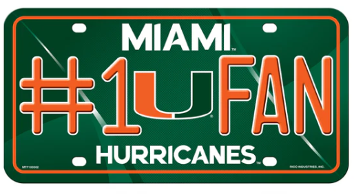 Miami Hurricanes #1 Fan Lightweight Metal License Tag - Green