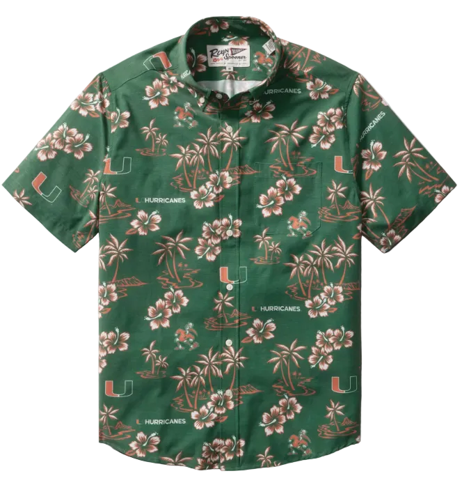Miami Hurricanes Reyn Spooner Aloha Performance Button Down Shirt - Green