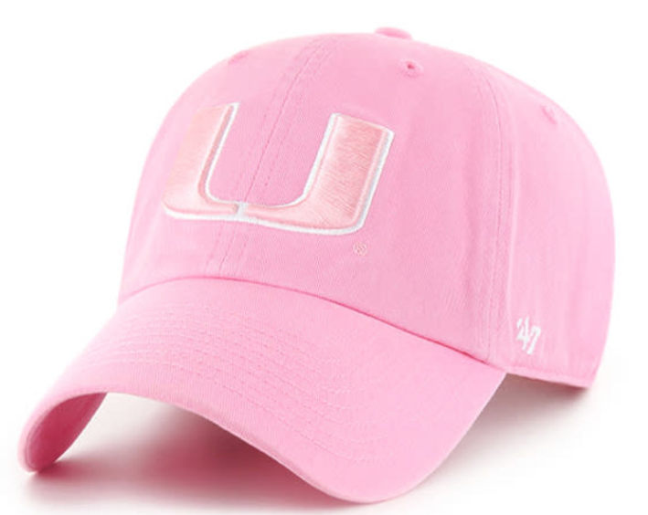 Miami Hurricanes 47 Brand Rose Clean Up Hat - Pink