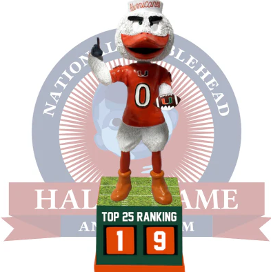 Miami Hurricanes Top 25 Ranking Tracker Mascot Bobblehead - Orange Jersey