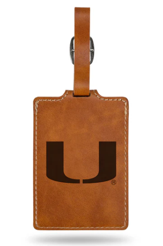 Miami University Team Color Laser Engraved Luggage Tag - Brown