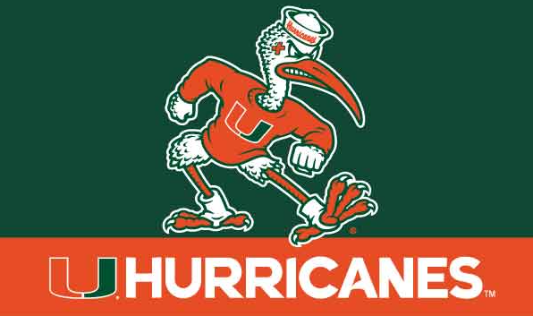 Miami Hurricanes 3x5 Banner Flag - Sebastian Ibis Mascot