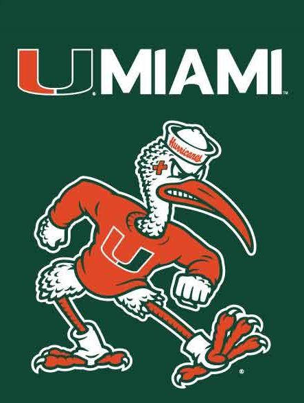 Miami Hurricanes Sebastian 30" x 40" Double Sided Banner Flag- Green