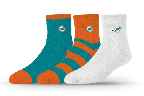 Miami Dolphins Strideline 3-Pack Fuzzy Socks