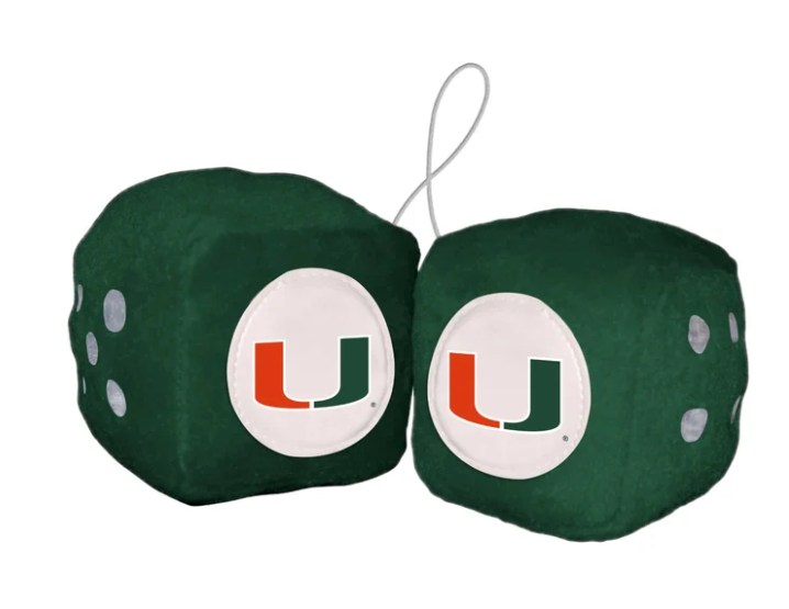 Miami Hurricanes Fuzzy Dice - Green