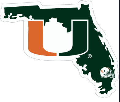 Miami Hurricanes State of Florida U Decal w/ Helmet - 5"