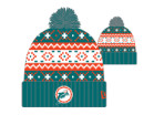 Miami Dolphins New Era Child/Youth Historic Logo Nostalgia Ugly Sweater Knit Pom Cap - Aqua