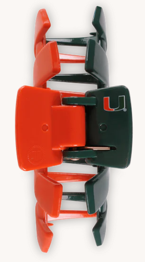 Miami Hurricanes Teleties Large Hair Clip - Orange/Green