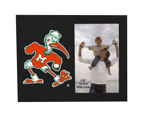 Miami Hurricanes Sebastian Logo Glass Picture Frame for 4"x6" Pictures - Black