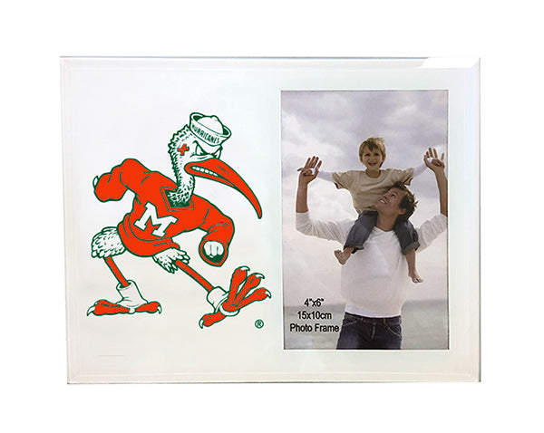 Miami Hurricanes Sebastian Logo Glass Picture Frame for 4"x6" Pictures - White