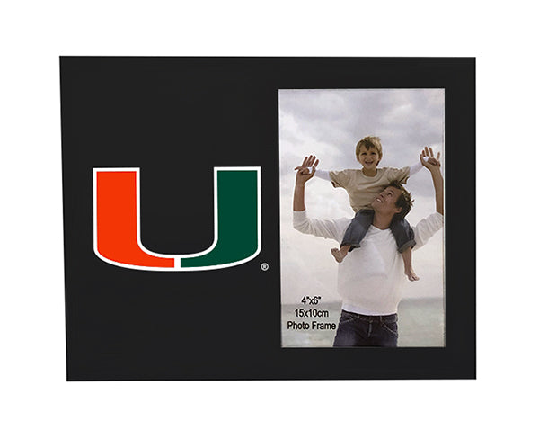 Miami Hurricanes U Logo Glass Picture Frame for 4"x6" Pictures - Black