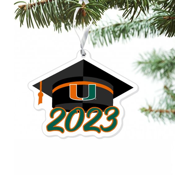 Miami Hurricanes 2023 Grad Cap Clear Acrylic Ornament
