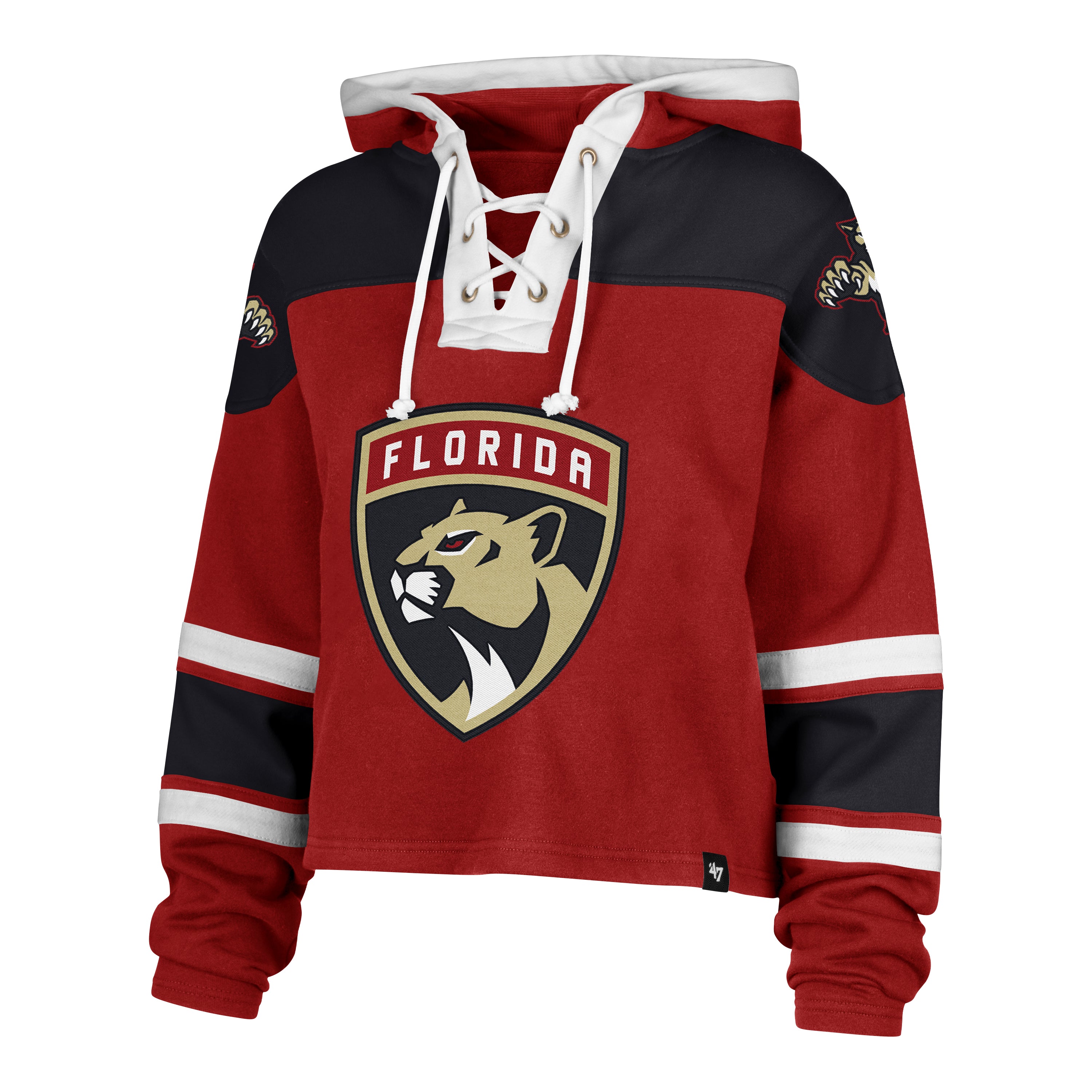 Florida Panthers '47 Brand Women's Cropped Red Superior Lacer Hoodie - Red