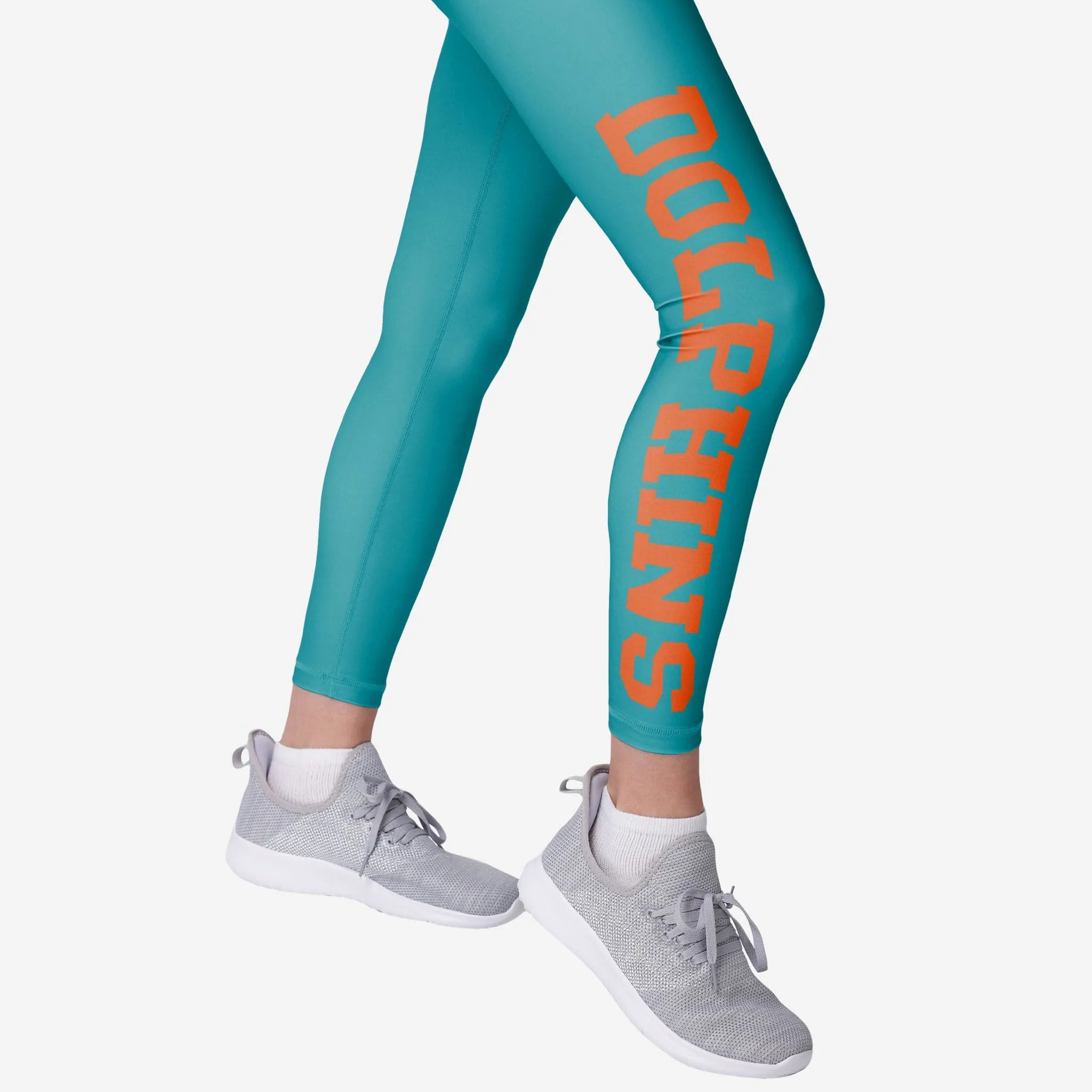 Miami Dolphins Women's Sublimated Solid Wordmark Leggings - Aqua