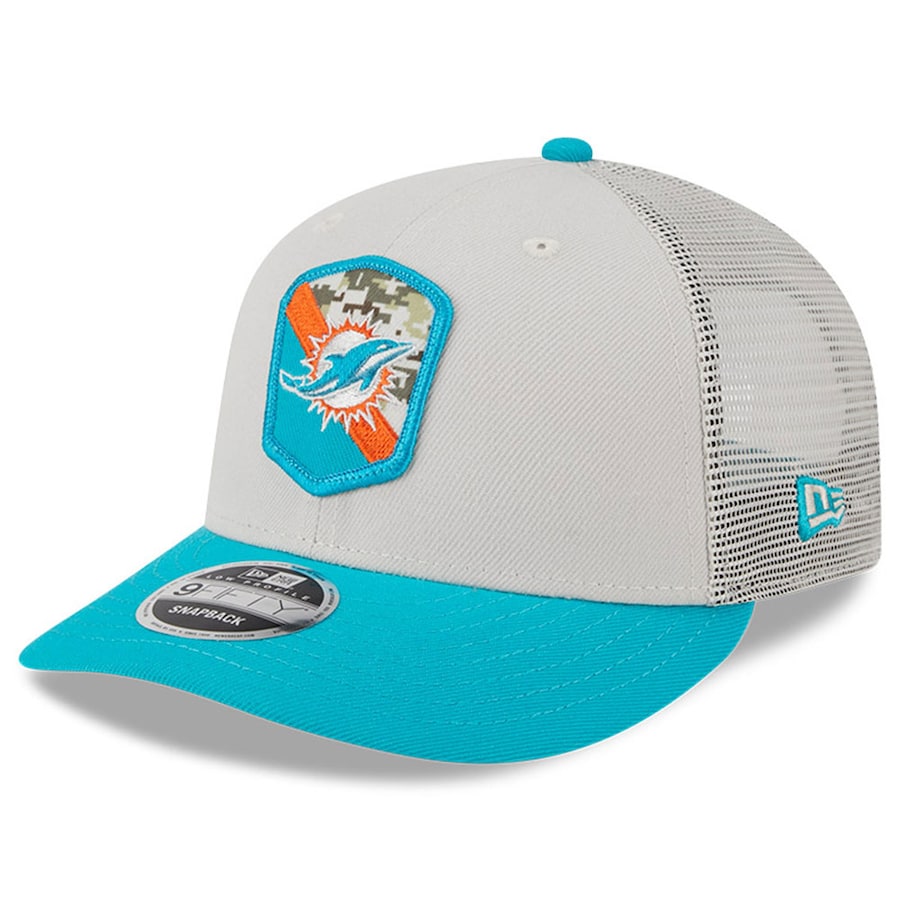 Miami Dolphins New Era 2023 Salute to Service 9Fifty Low Profile Snapback Hat - Stone/Aqua