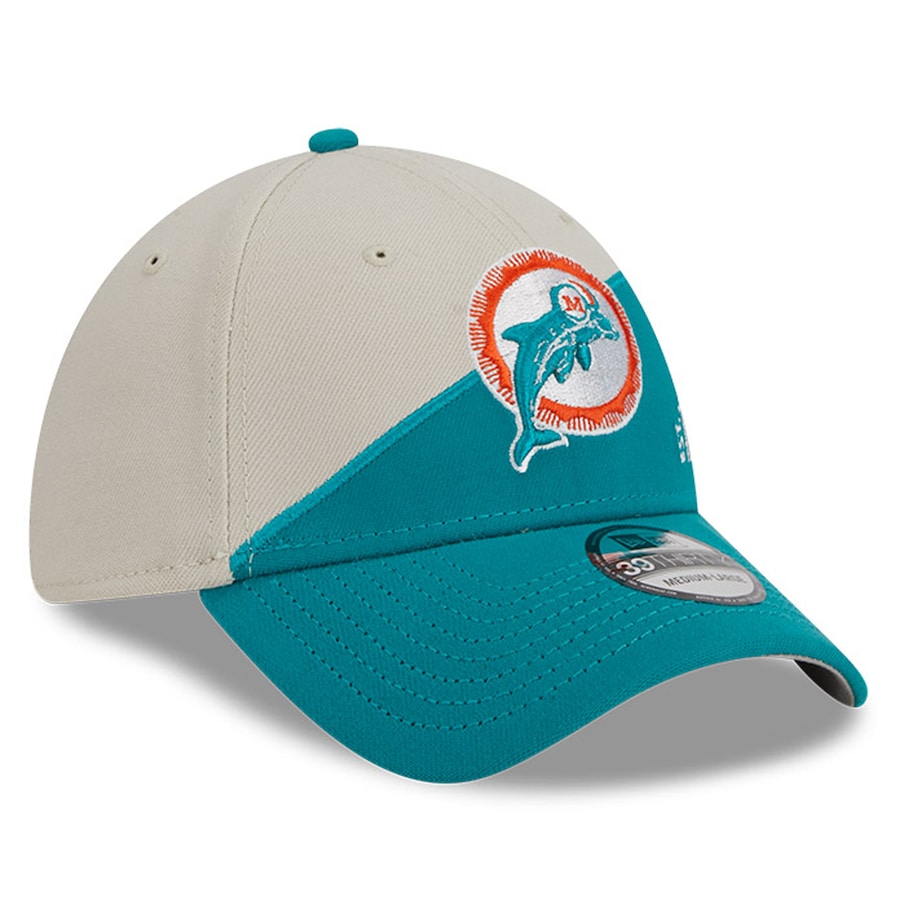 Miami Dolphins New Era 2023 Throwback Sideline 9Twenty Adjustable Hat - Cream/Aqua