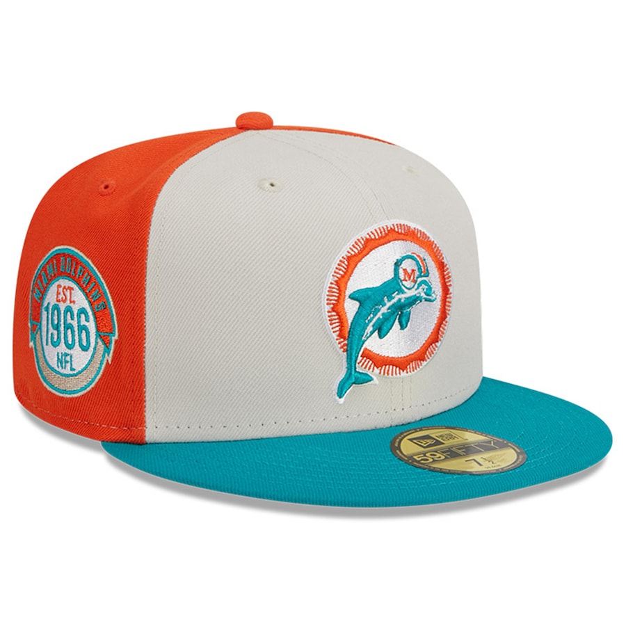 Miami Dolphins New Era 59Fifty Throwback Sideline Fitted Hat - Tri-color