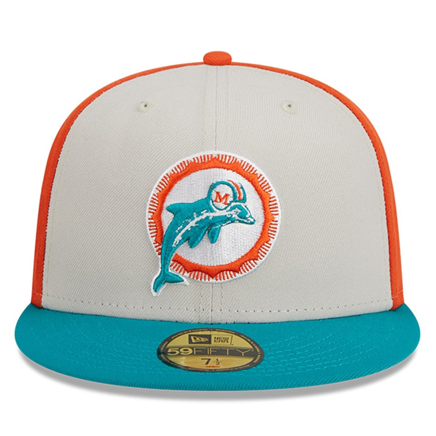 Miami Dolphins New Era 59Fifty Throwback Sideline Fitted Hat - Tri-color