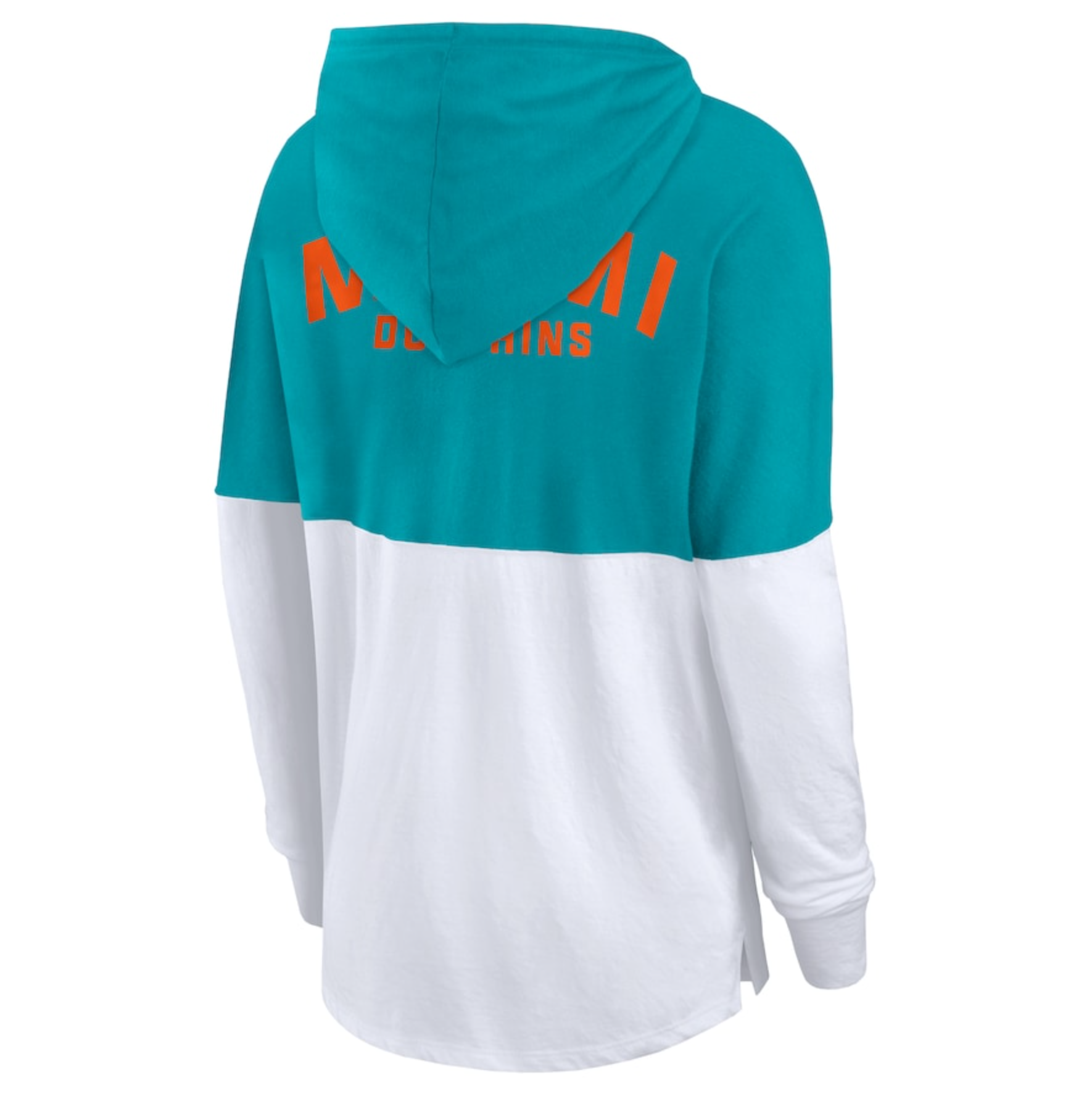 Miami Dolphins Fanatics Women's Backup Option Long Sleeve Hoodie T-Shirt - Aqua/White