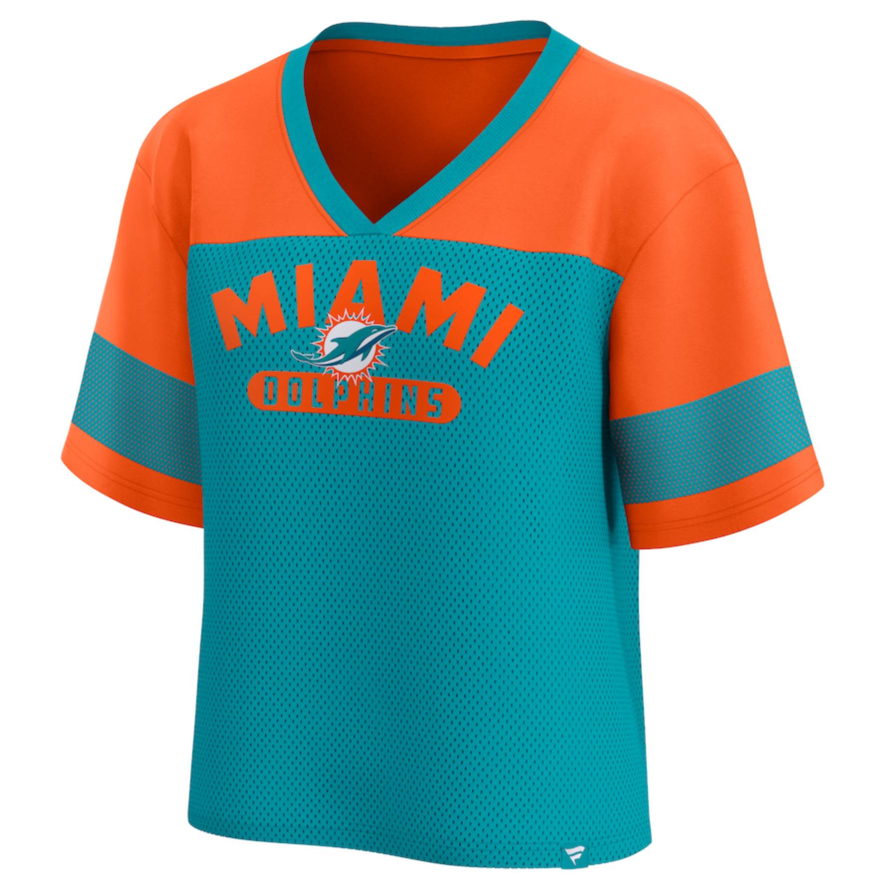 Women's Fanatics Aqua/Orange Miami Dolphins Homeschool Jersey Poly V-NeckFashion Top Size: Extra Small