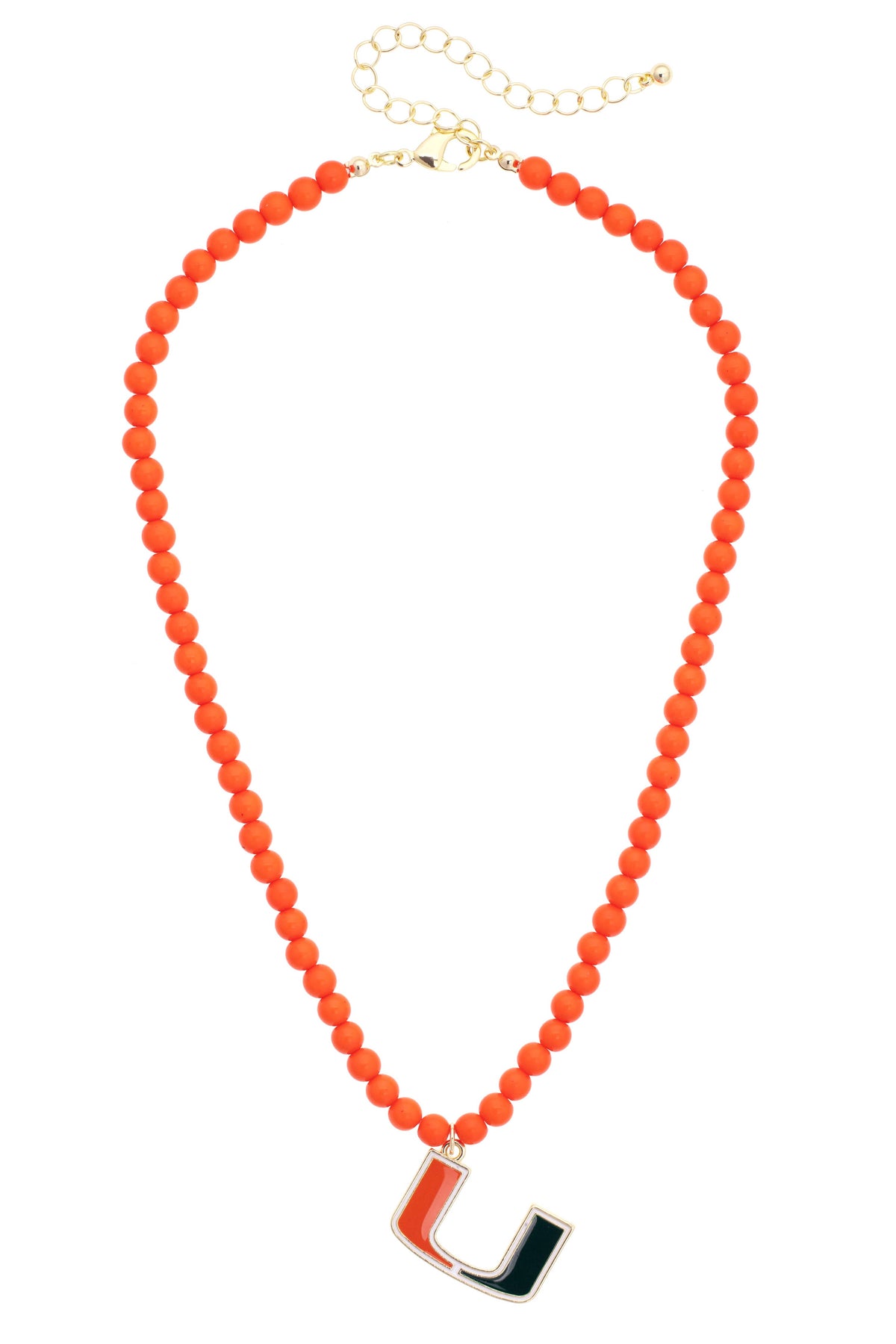 Miami Hurricanes Beaded Logo Pendant Necklace