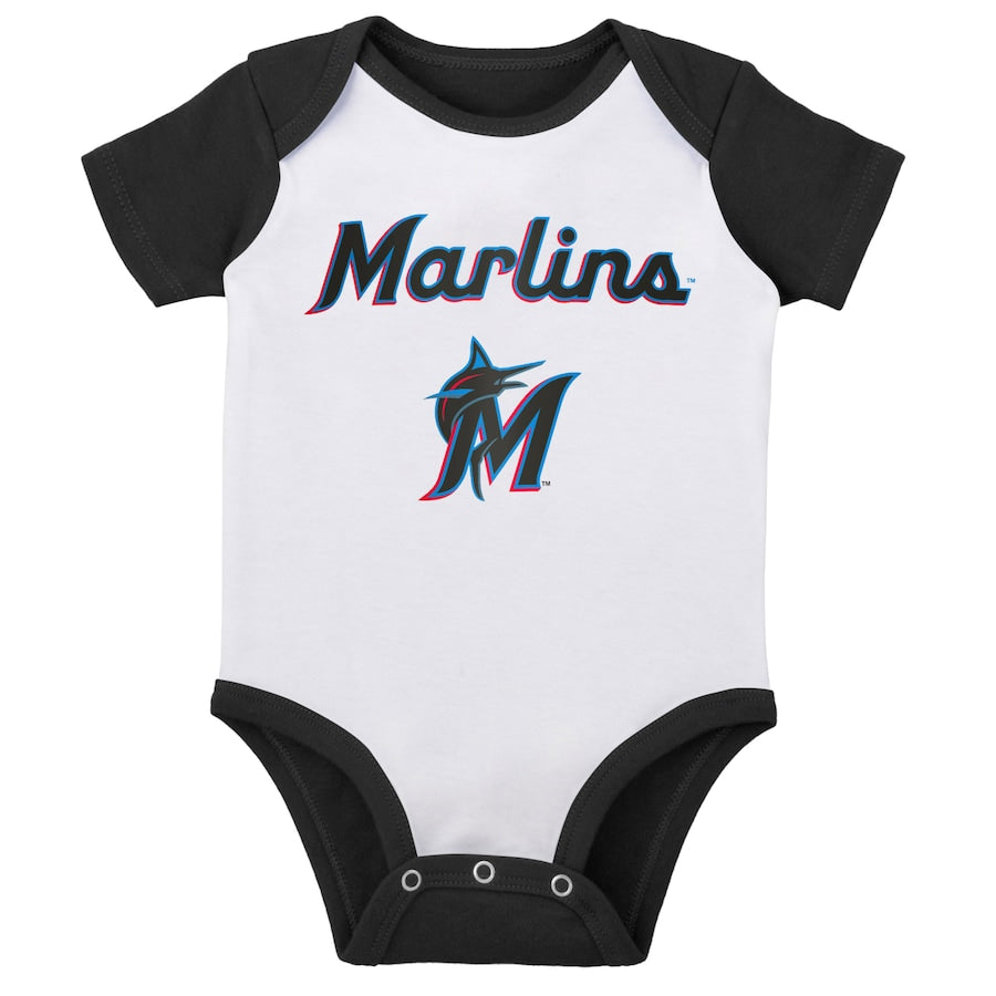 Miami Marlins Newborn & Infant Little Slugger Two-Pack Bodysuit Set - White/Heather Gray