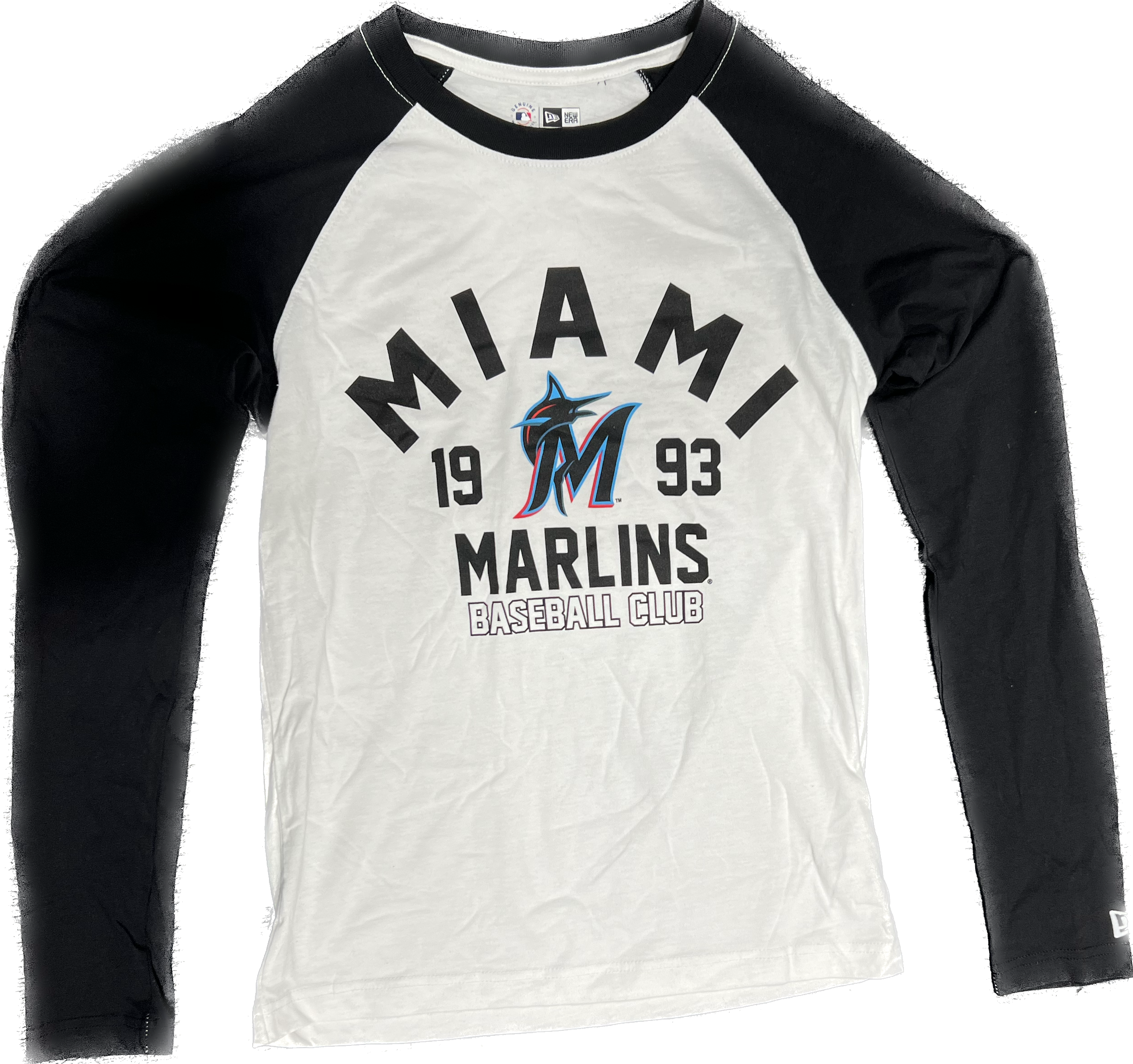 Miami Marlins New Era Baseball Club Est 1993 Raglan Shirt - White/Black