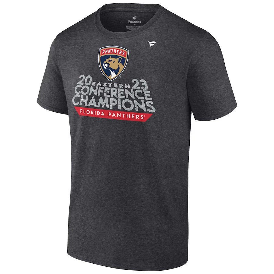 Florida Panthers 2023 Eastern Conference Champions Locker Room Shirts - Heather Charcoal
