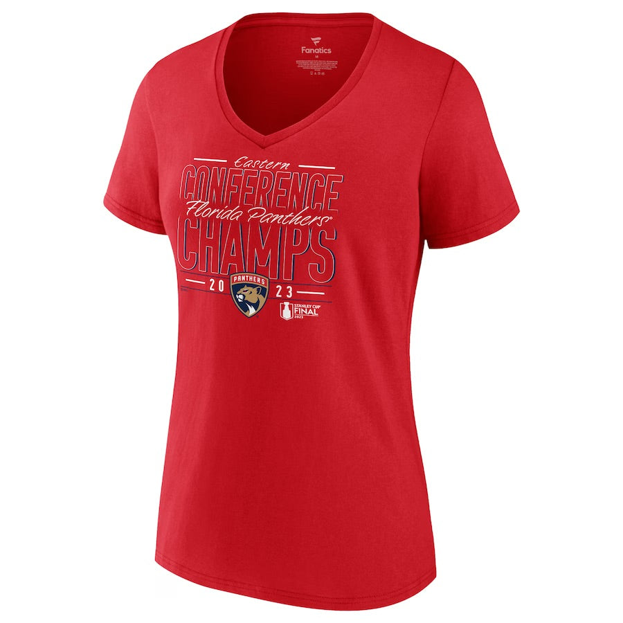 Florida Panthers Women’s 2023 Eastern Conference Champions Goal Tender V-Neck Shirt - Red