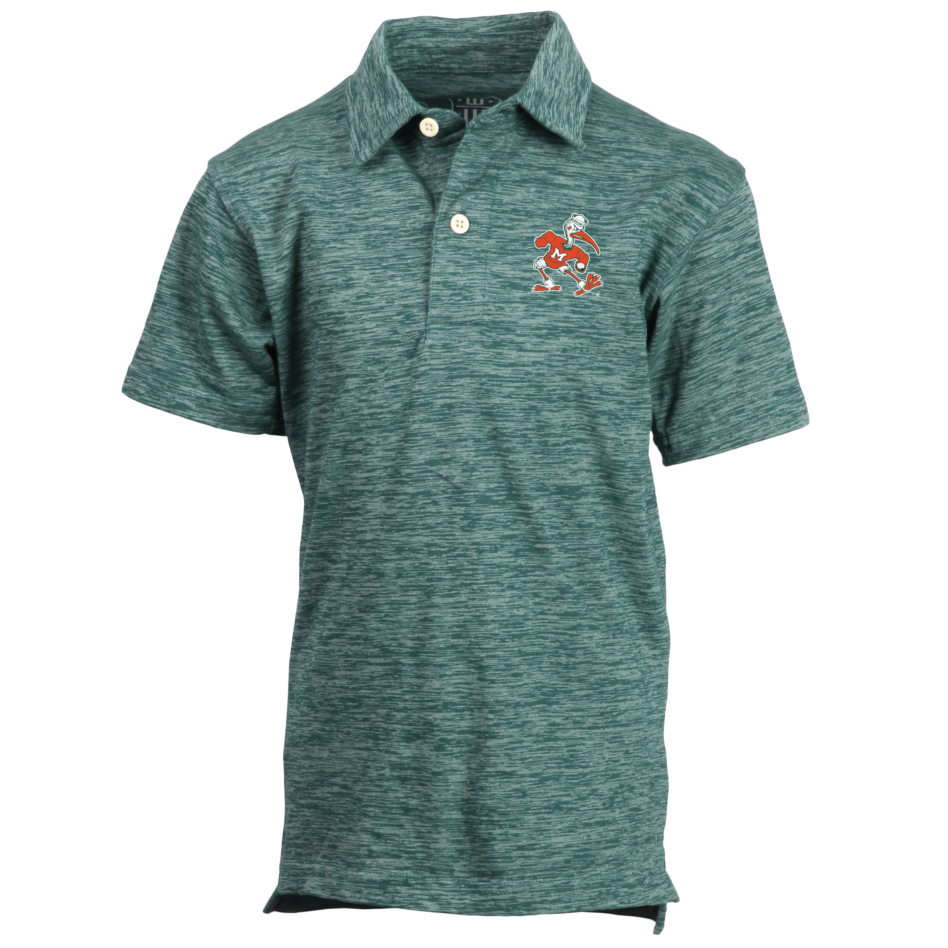 Miami Hurricanes Wes and Willy Youth Sebastian Heathered Polo - Green