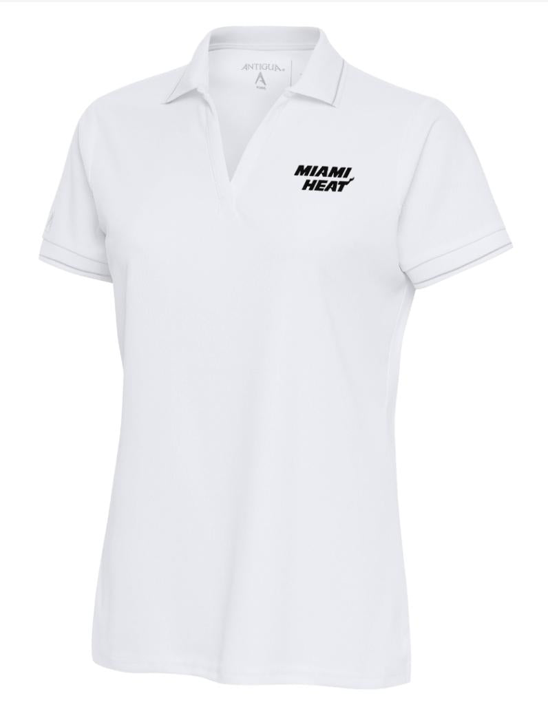 Miami Heat Women's Antigua Affluent Polo White Hot Logo  - White